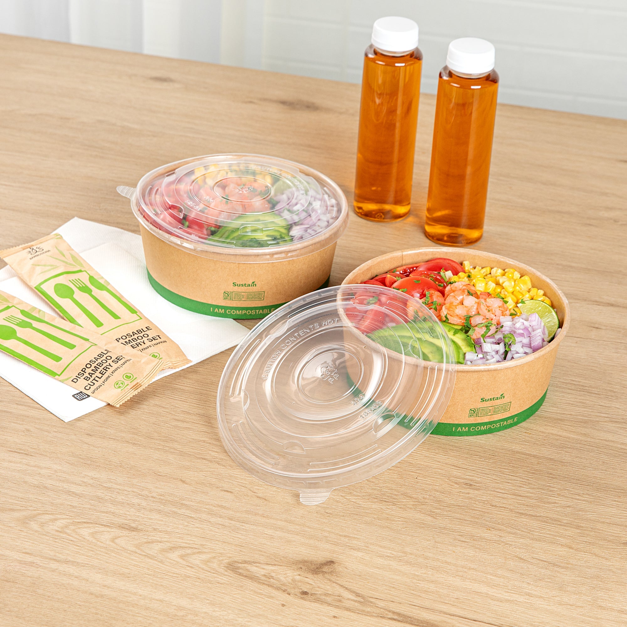 Sustain Round Clear Plastic Lid - Fits 50 oz Take Out Container - 200 count box