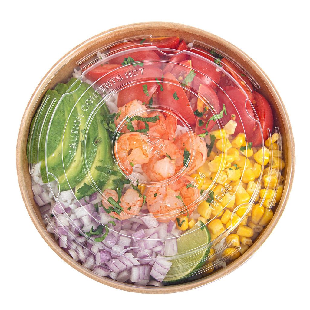 Sustain Round Clear Plastic Lid - Fits 50 oz Take Out Container - 50 count box