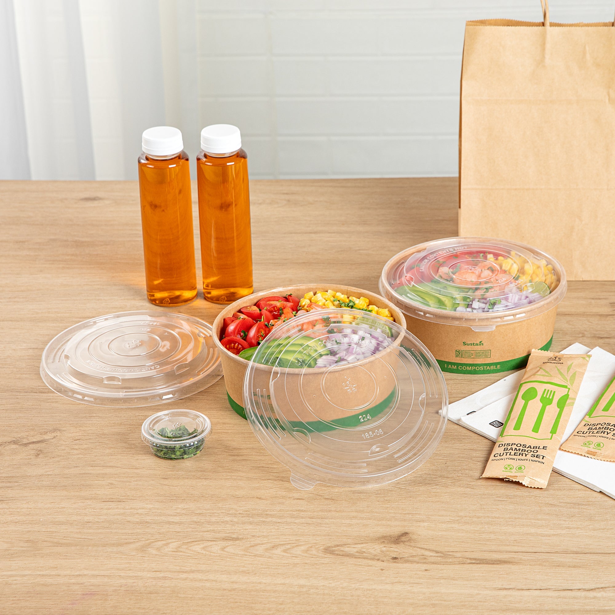 Sustain Round Clear Plastic Lid - Fits 50 oz Take Out Container - 50 count box