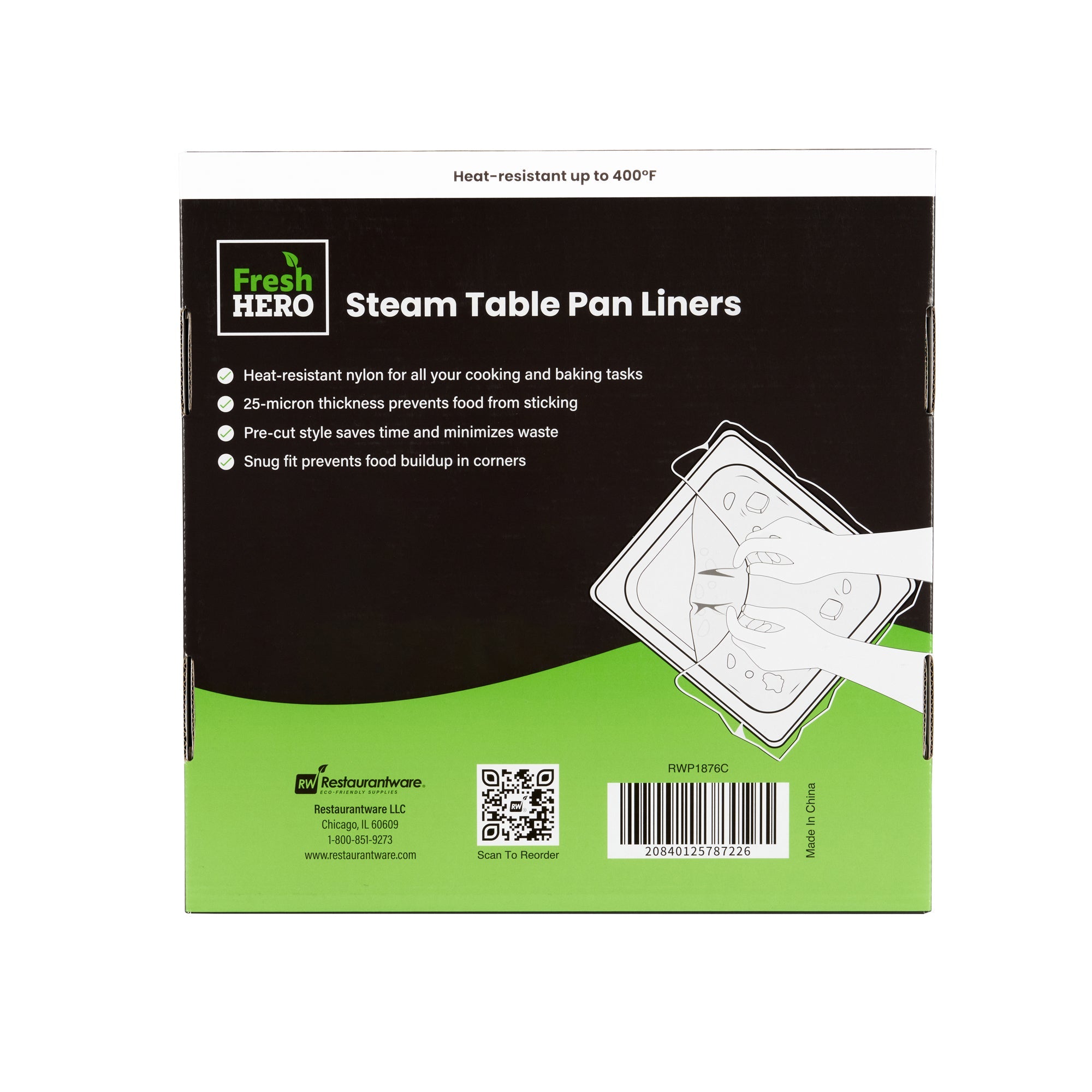 Fresh Hero Nylon Half Size Shallow Steam Table Pan Liner - 2.5" Depth - 23" x 11" - 100 count box