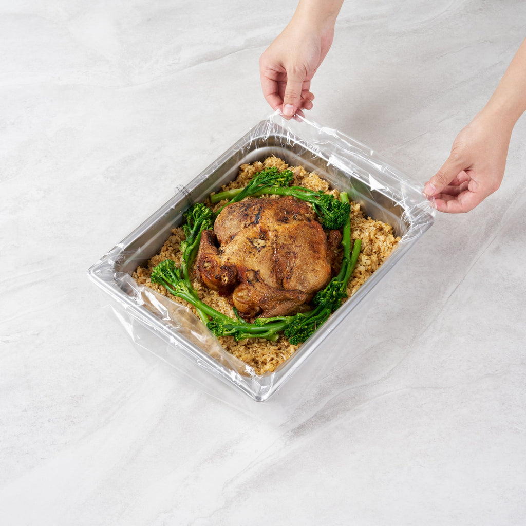 Fresh Hero Nylon Half Size Shallow Steam Table Pan Liner - 2.5" Depth - 23" x 11" - 100 count box