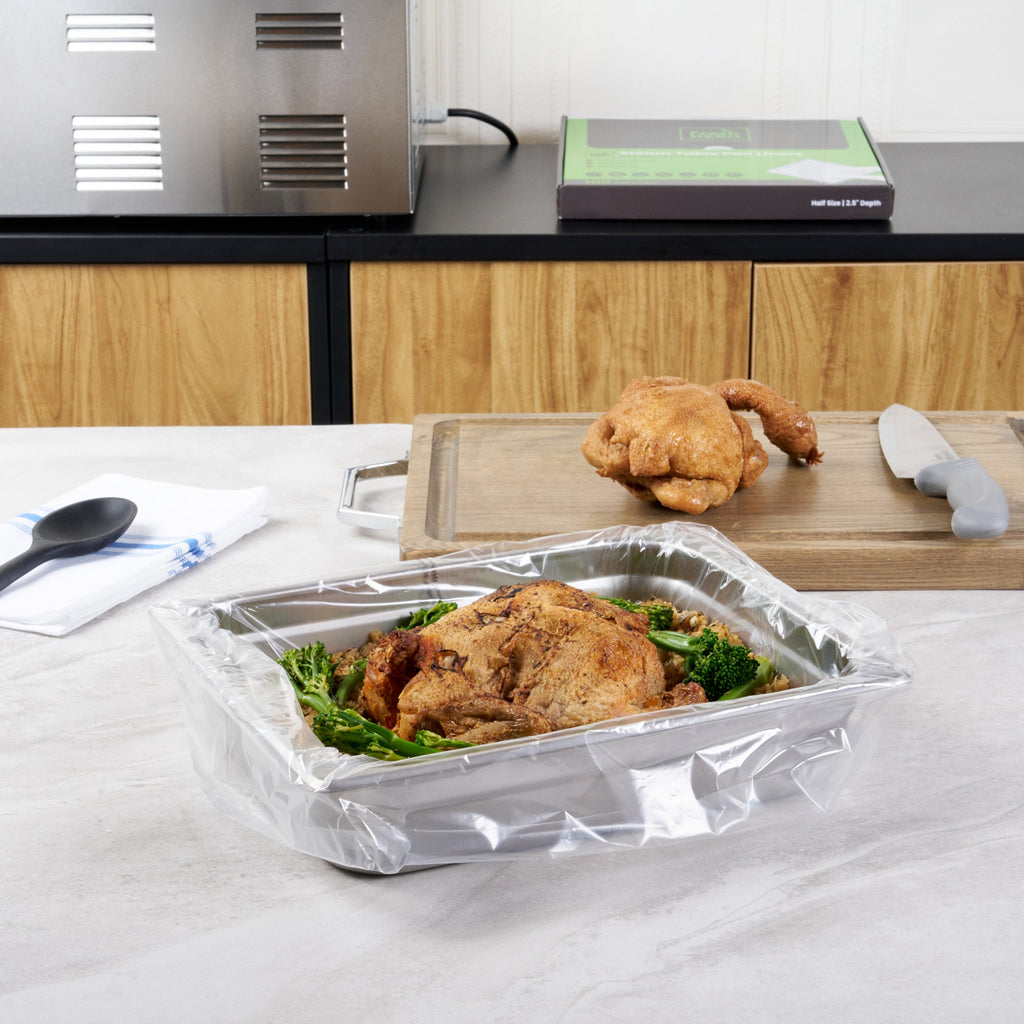 Fresh Hero Nylon Half Size Shallow Steam Table Pan Liner - 2.5" Depth - 23" x 11" - 100 count box