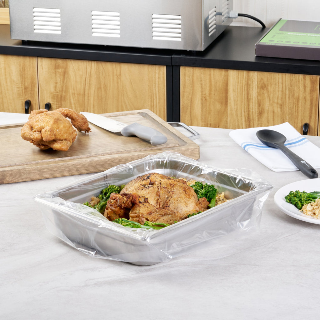 Fresh Hero Nylon Half Size Shallow Steam Table Pan Liner - 2.5" Depth - 23" x 11" - 100 count box