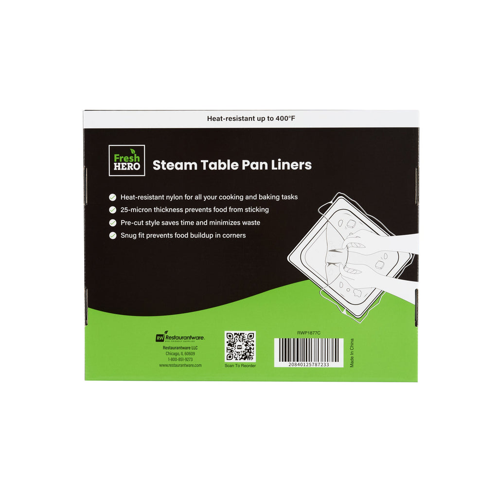 Fresh Hero Nylon Half Size Steam Table Pan Liner - 4" and 6" Depth - 23" x 14" - 100 count box