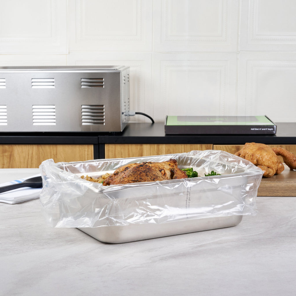 Fresh Hero Nylon Half Size Steam Table Pan Liner - 4" and 6" Depth - 23" x 14" - 100 count box