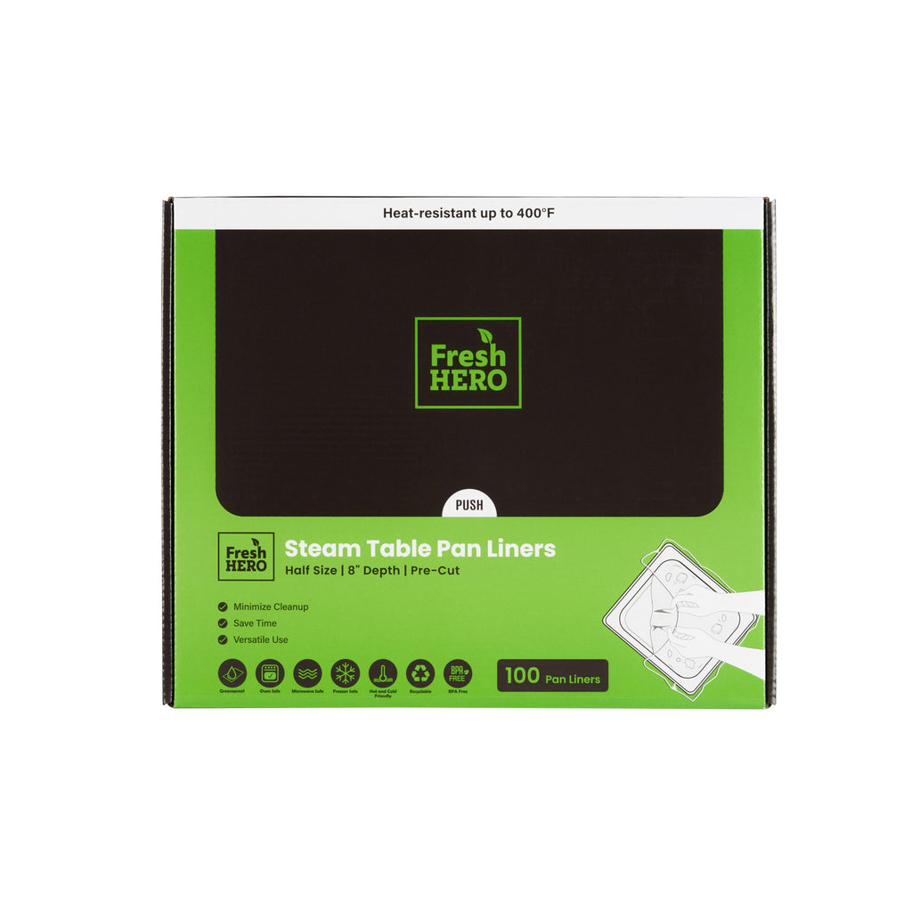 Fresh Hero Nylon Half Size Steam Table Pan Liner - 8" Depth - 23" x 18" - 100 count box