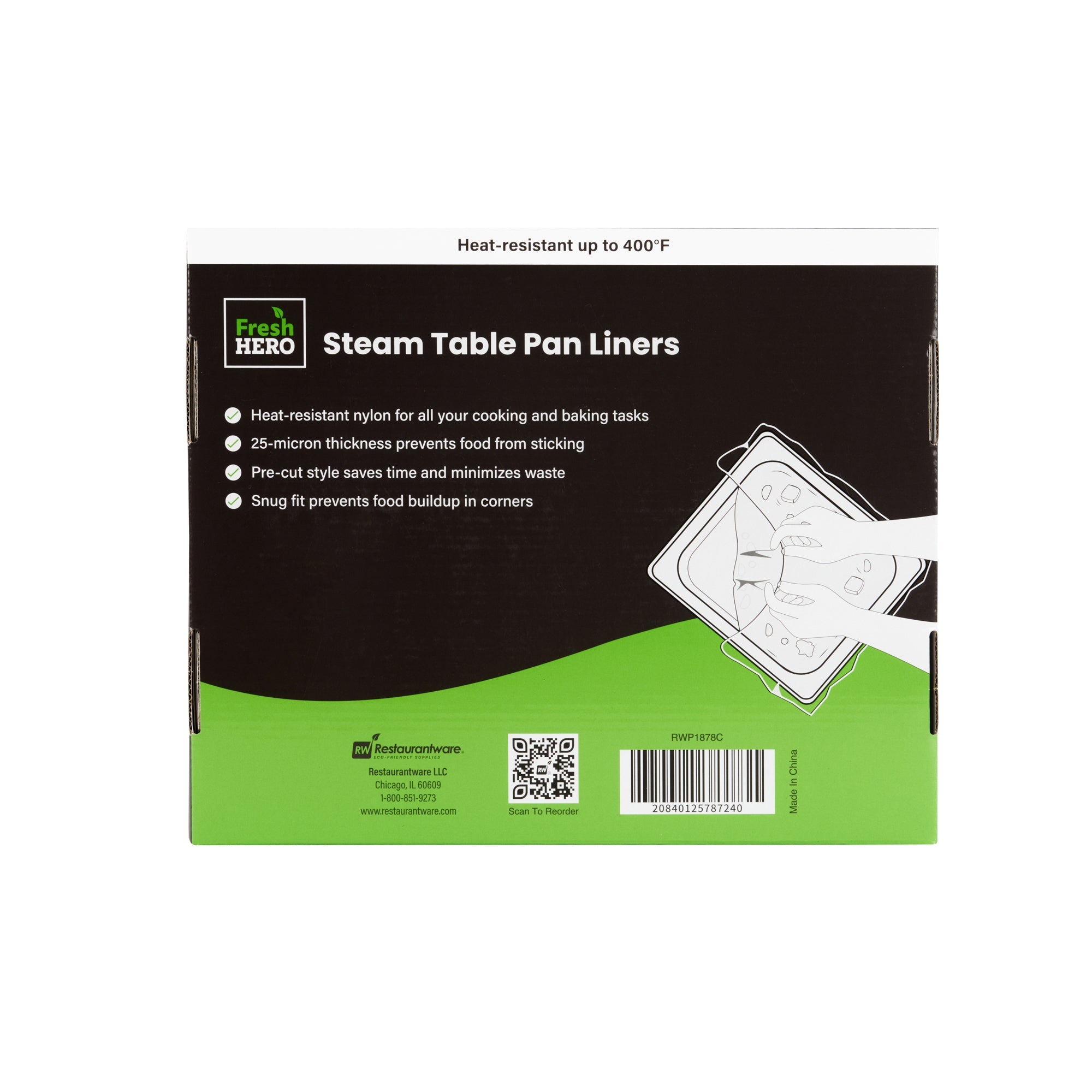 Fresh Hero Nylon Half Size Steam Table Pan Liner - 8" Depth - 23" x 18" - 100 count box