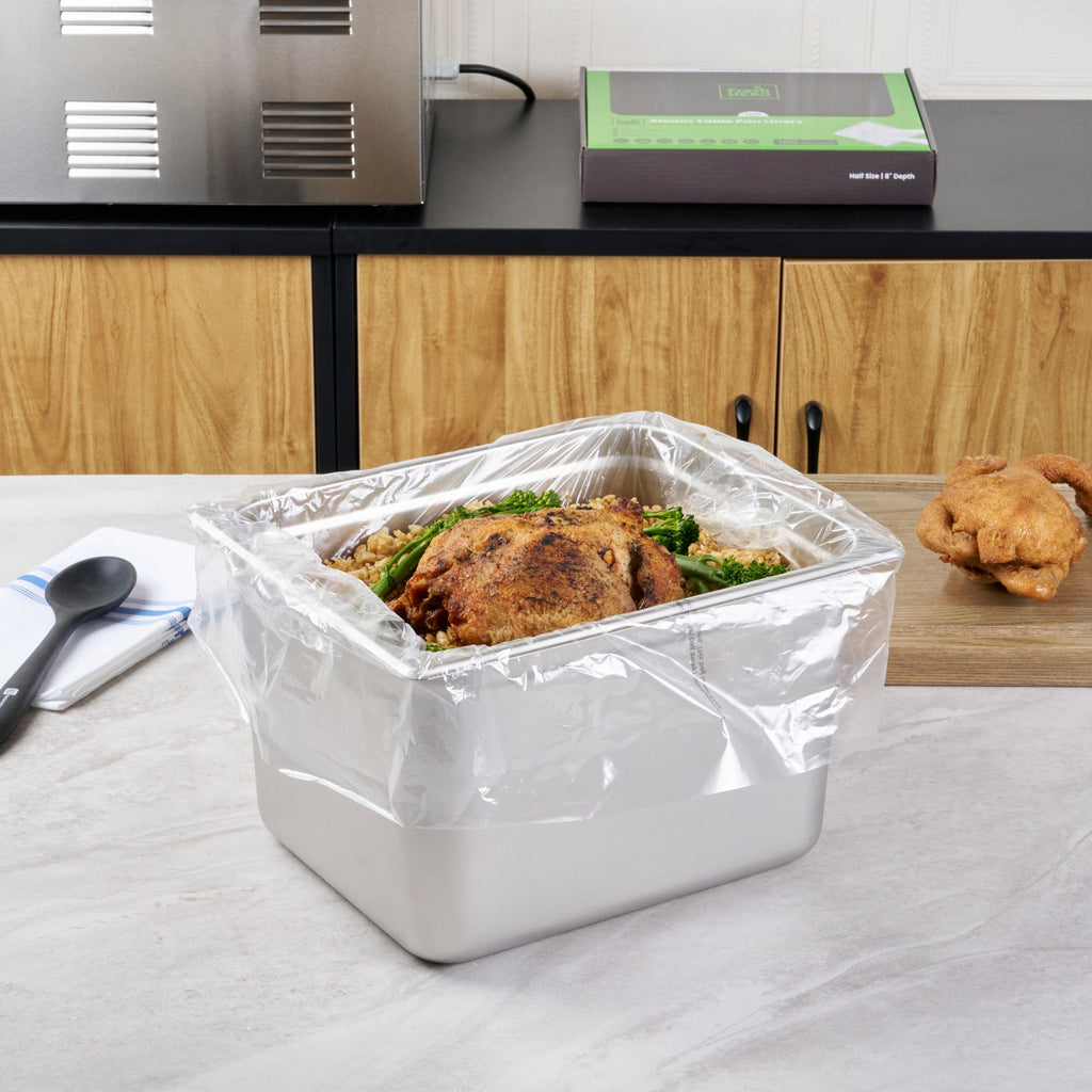 Fresh Hero Nylon Half Size Steam Table Pan Liner - 8" Depth - 23" x 18" - 100 count box