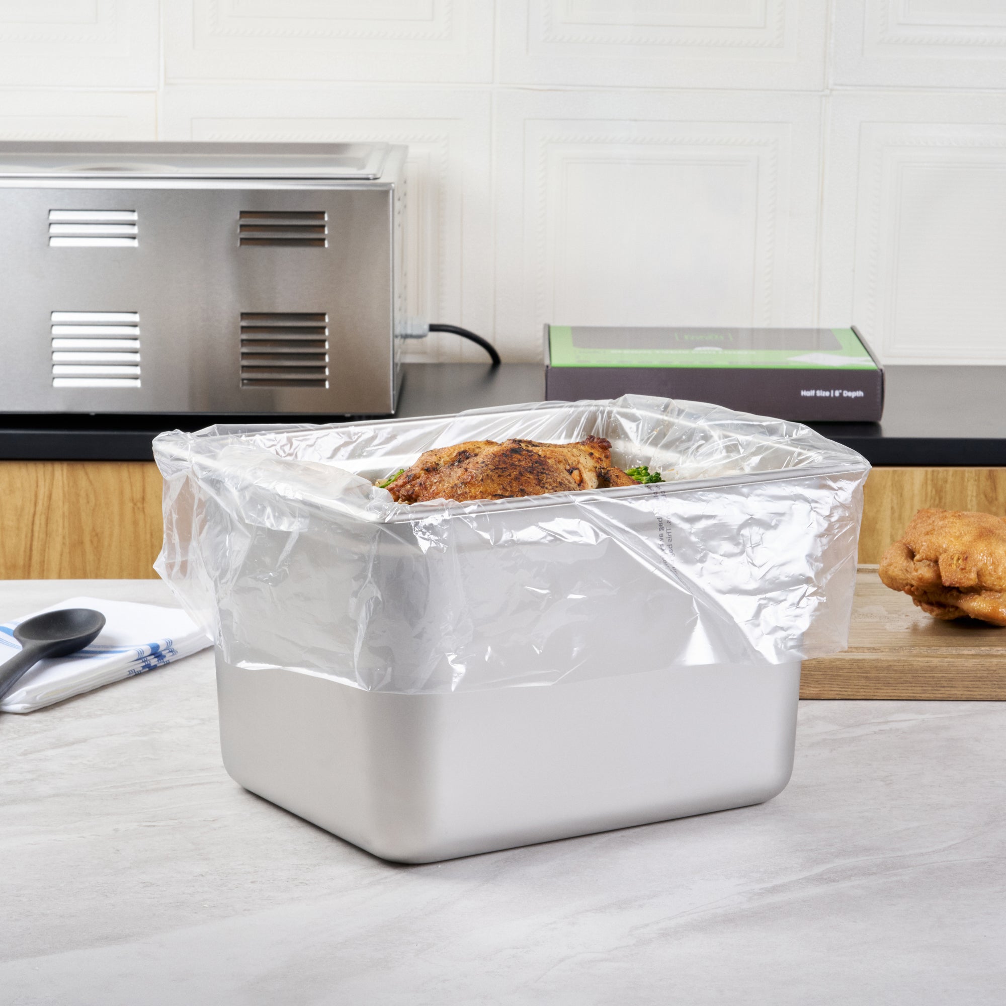 Fresh Hero Nylon Half Size Steam Table Pan Liner - 8" Depth - 23" x 18" - 100 count box