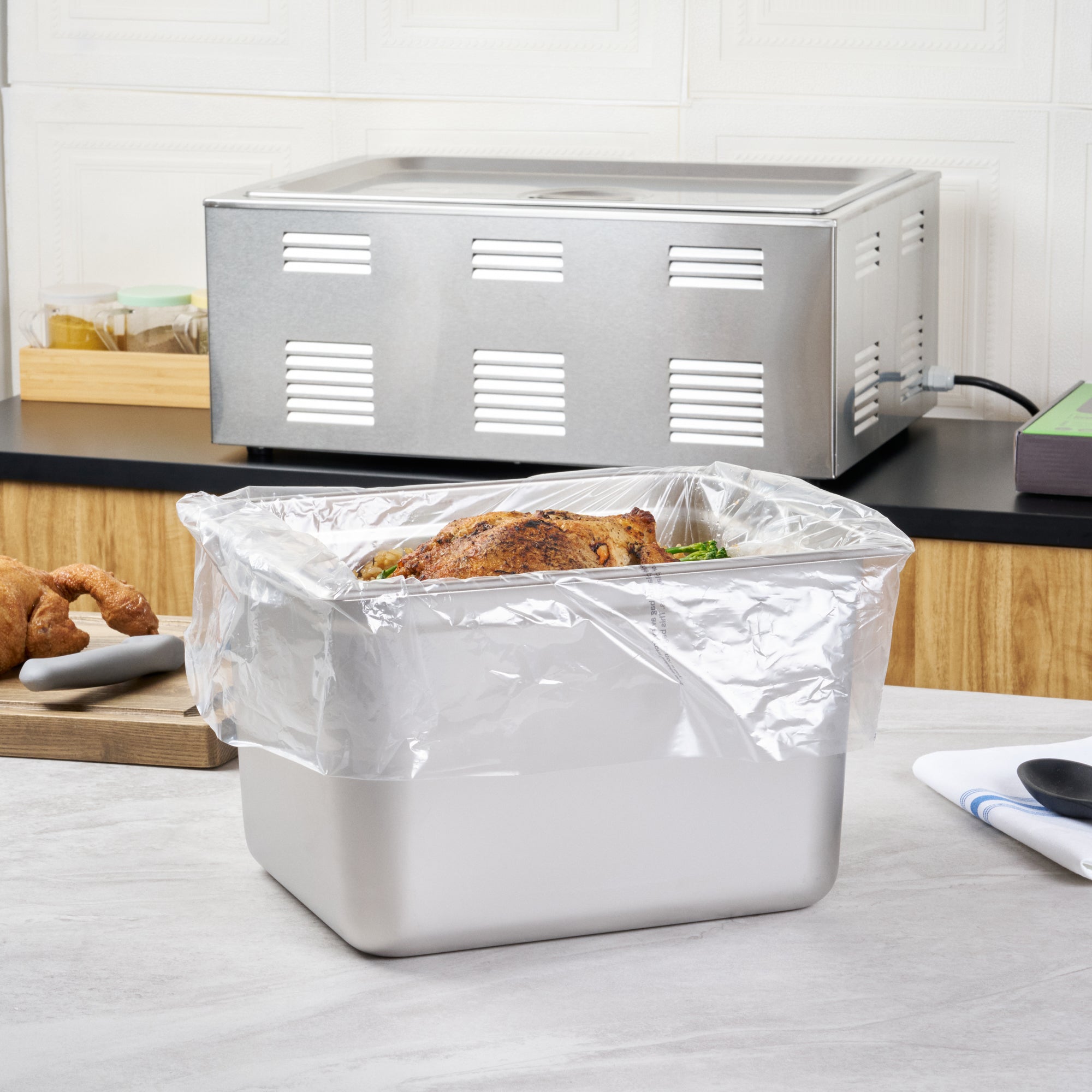 Fresh Hero Nylon Half Size Steam Table Pan Liner - 8" Depth - 23" x 18" - 100 count box
