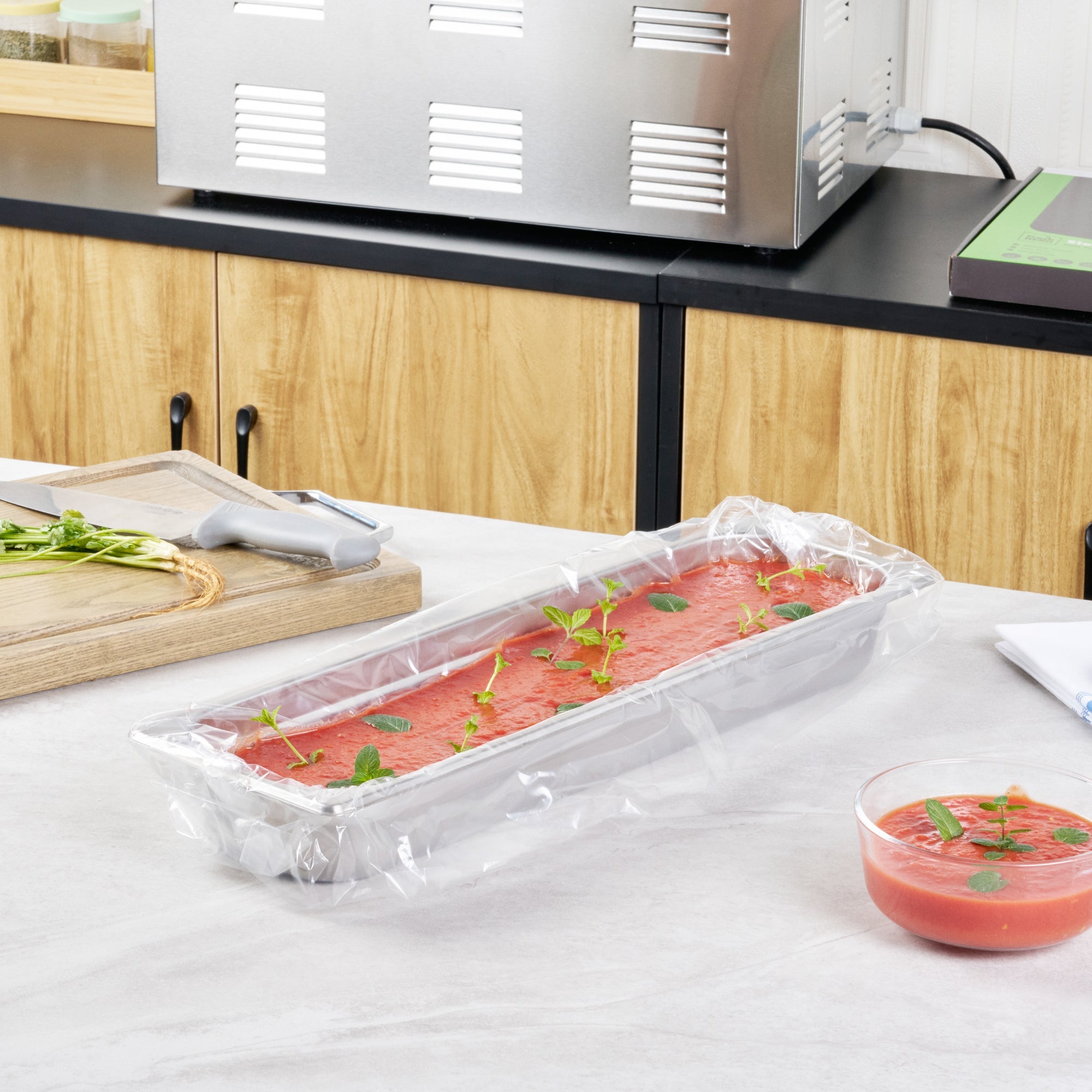 Fresh Hero Nylon Half Size Long Steam Table Pan Liner - 2.5" Depth - 27" x 10" - 100 count box