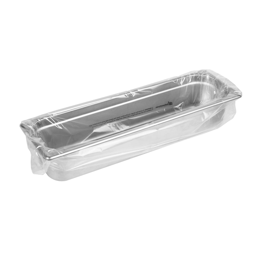 Fresh Hero Nylon Half Size Long Steam Table Pan Liner - 4" Depth - 27" x 11" - 100 count box