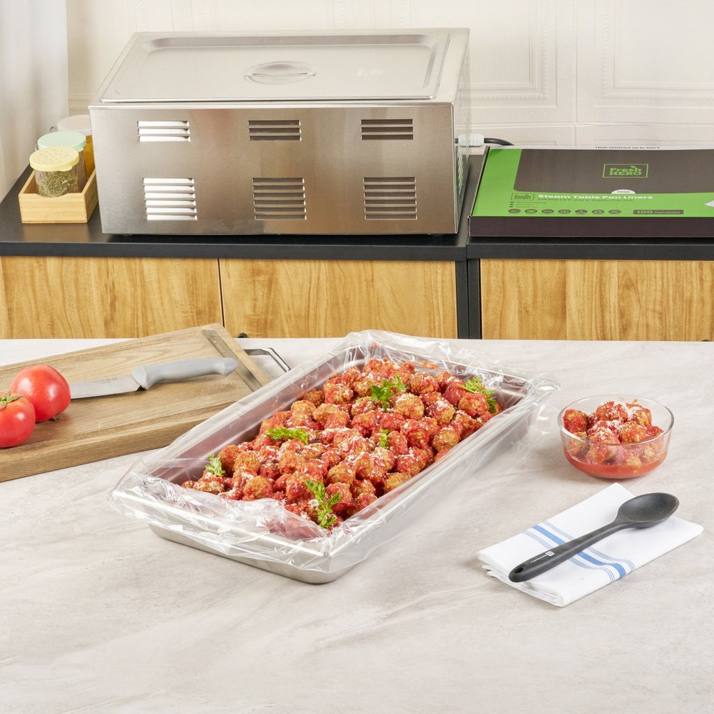 Fresh Hero Nylon Full Size Steam Table Pan Liner - 2.5" and 4" Depth - 34" x 12" - 100 count box