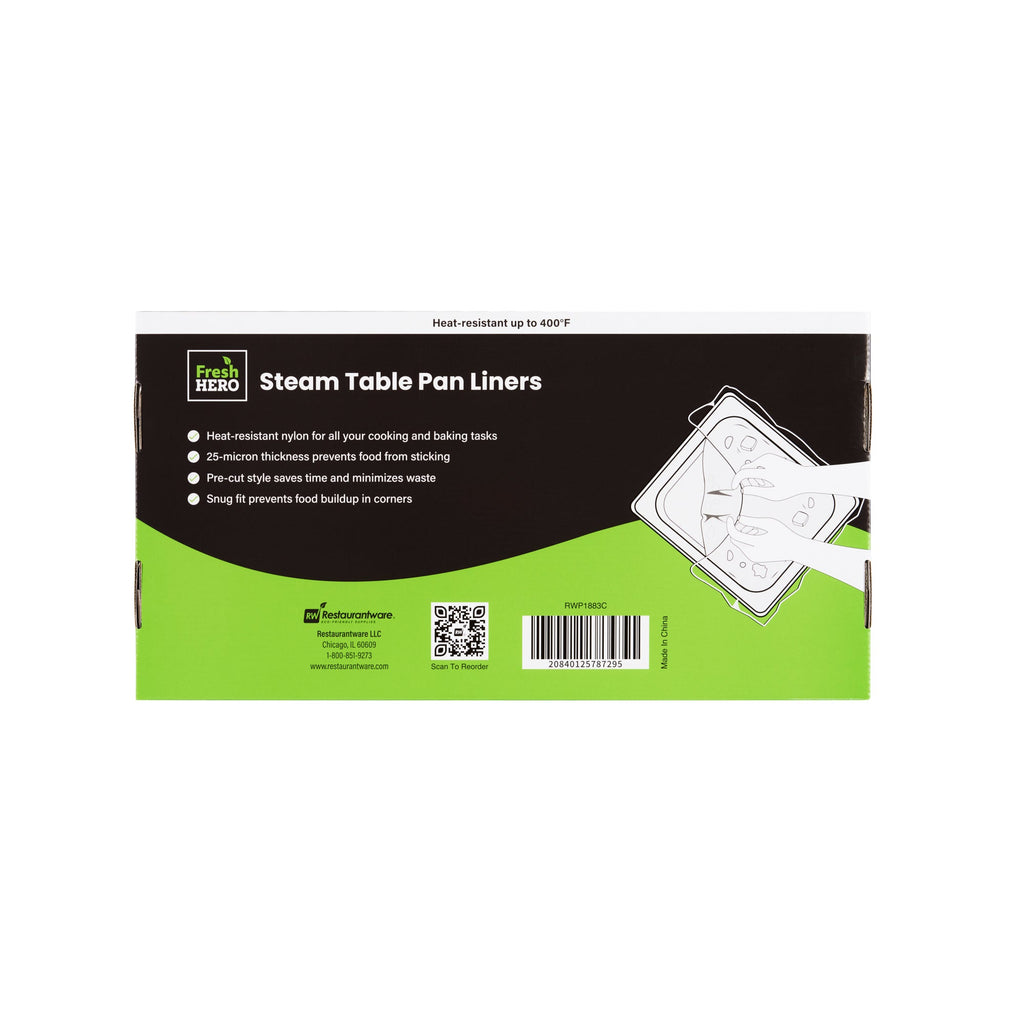 Fresh Hero Nylon Full Size Steam Table Pan Liner - 6" Depth - 34" x 18" - 50 count box