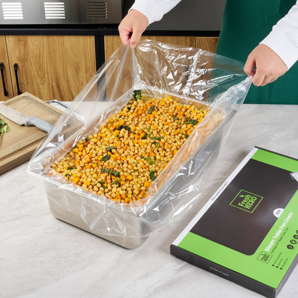 Fresh Hero Nylon Full Size Steam Table Pan Liner - 6" Depth - 34" x 18" - 50 count box