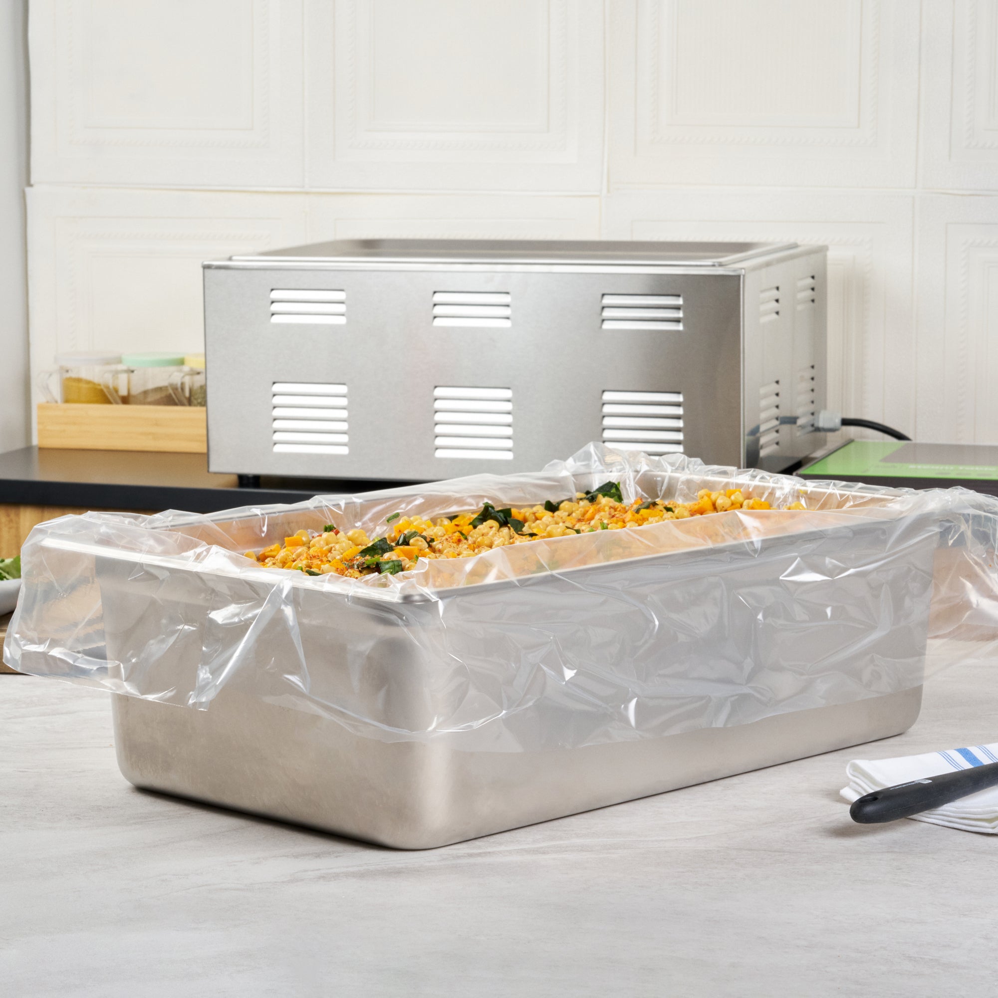 Fresh Hero Nylon Full Size Steam Table Pan Liner - 6" Depth - 34" x 18" - 50 count box