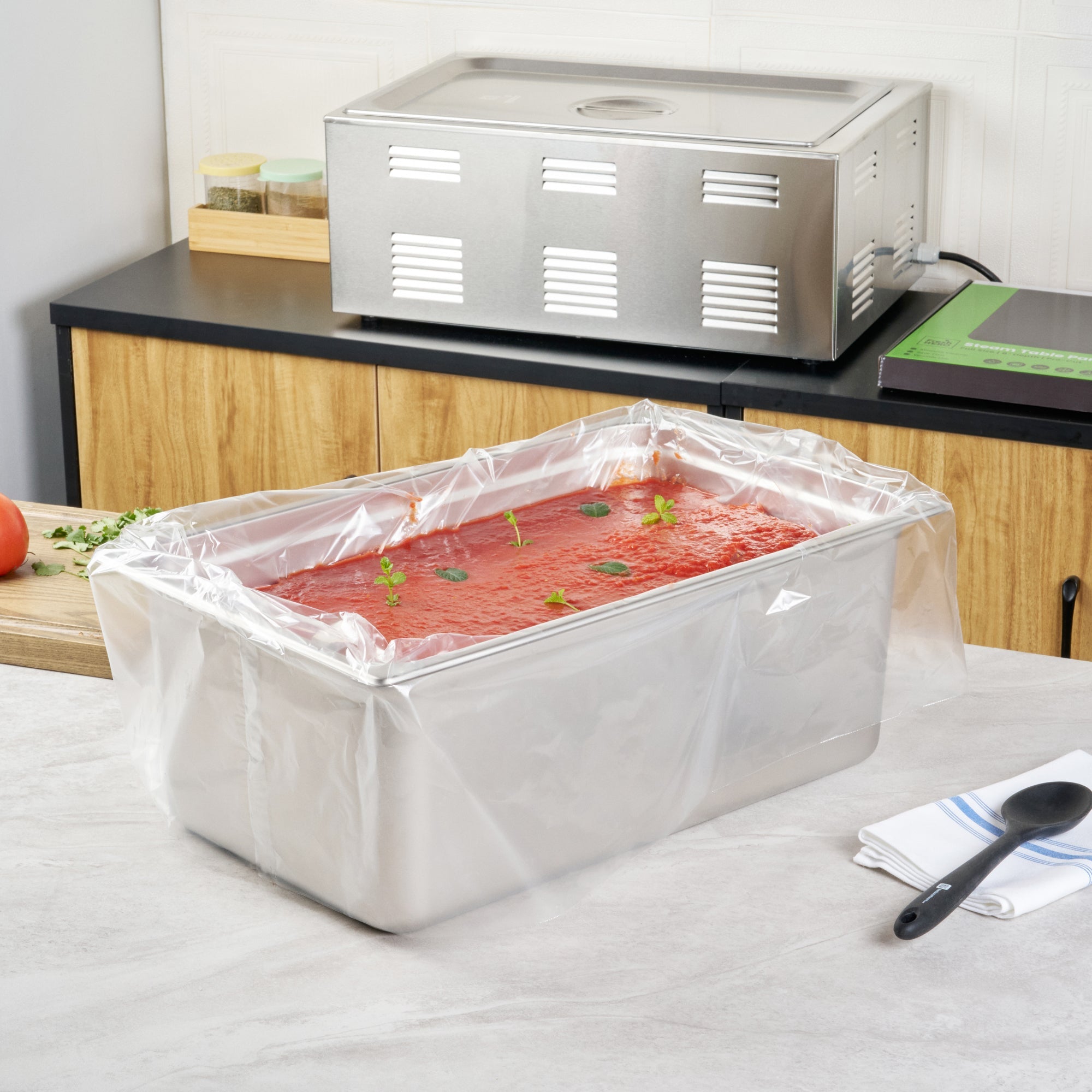 Fresh Hero Nylon Full Size Steam Table Pan Liner - 8" Depth - 34" x 22" - 50 count box