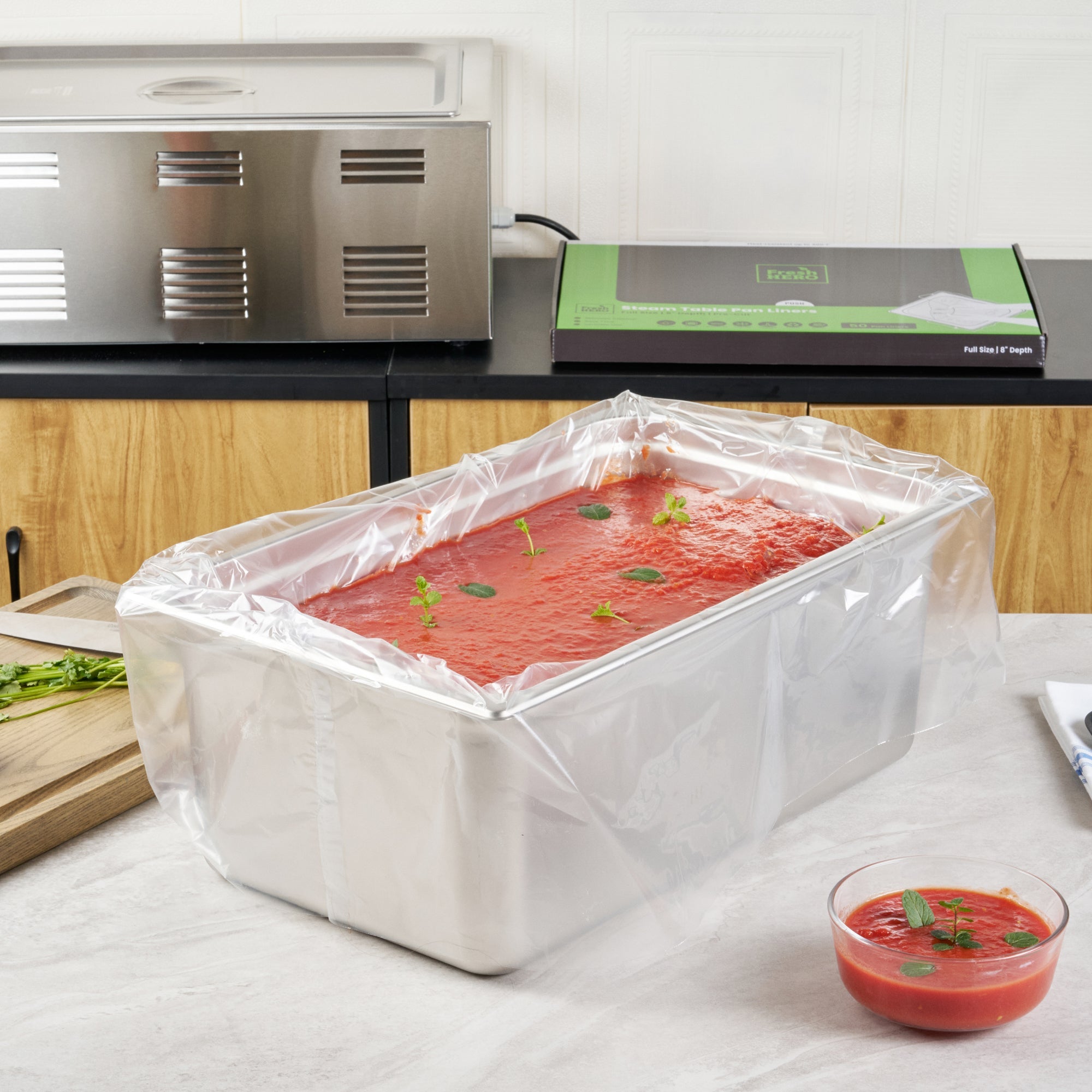Fresh Hero Nylon Full Size Steam Table Pan Liner - 8" Depth - 34" x 22" - 50 count box