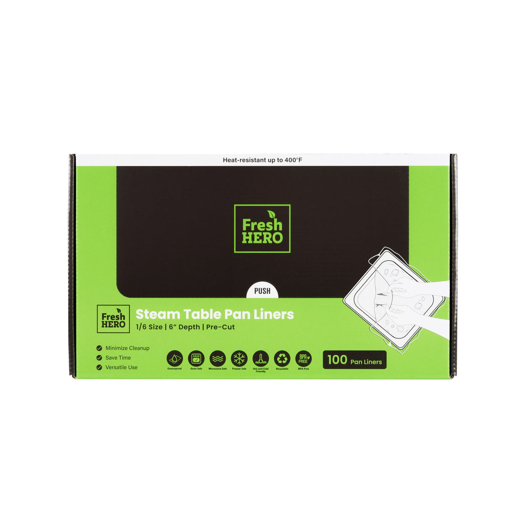 Fresh Hero Nylon 1/6 Size Steam Table Pan Liner - 6" Depth - 13" x 14" - 100 count box
