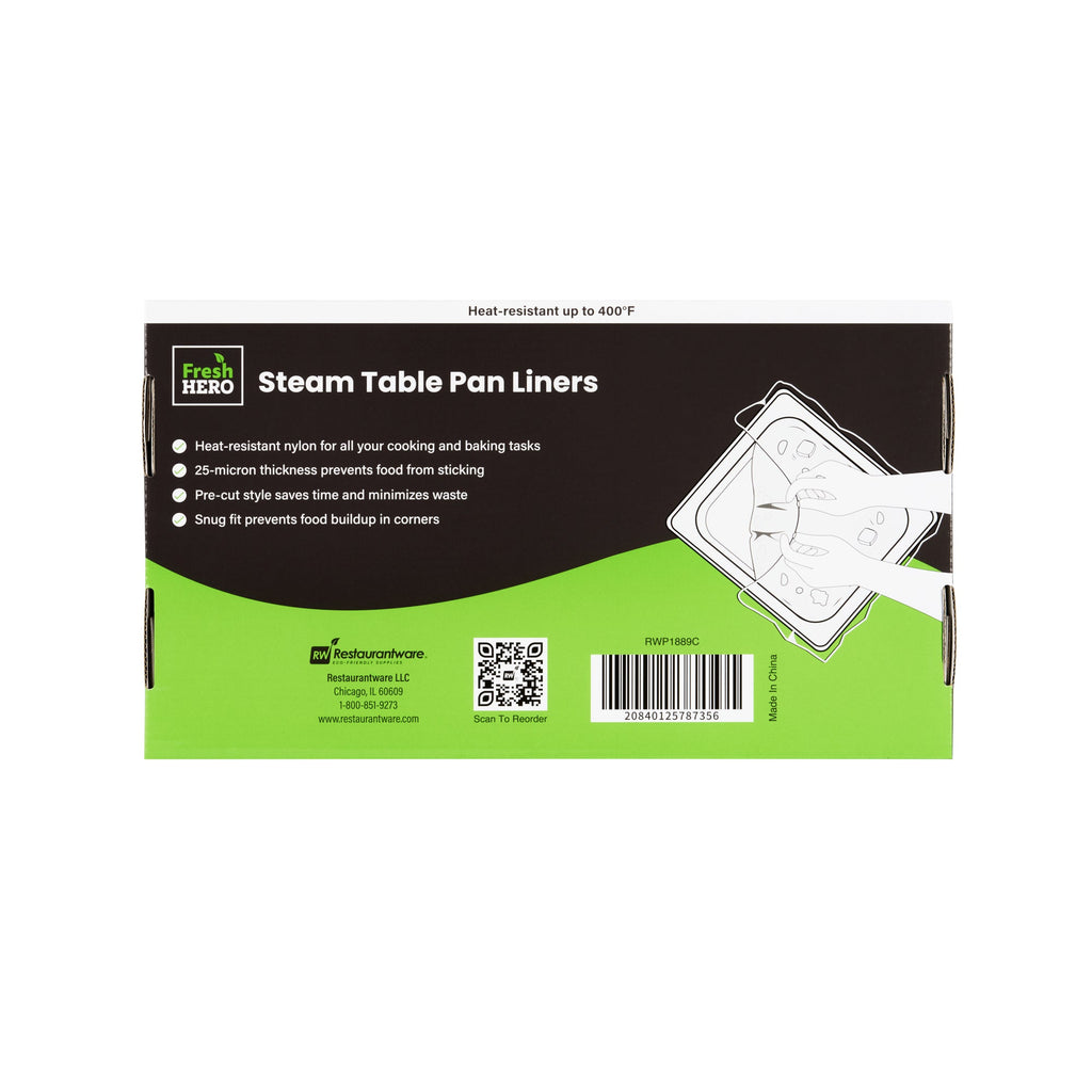 Fresh Hero Nylon 1/6 Size Steam Table Pan Liner - 6" Depth - 13" x 14" - 100 count box