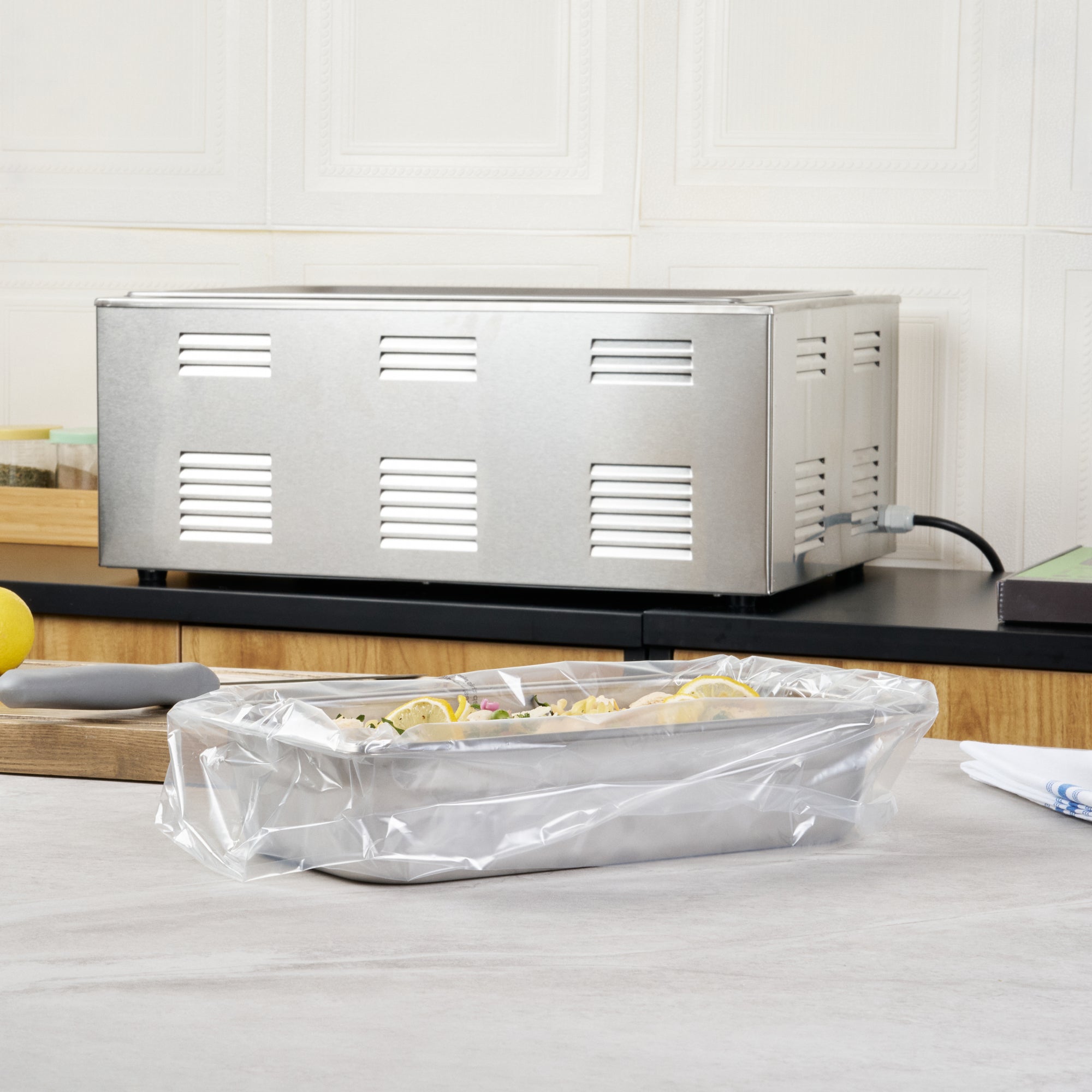 Fresh Hero Nylon 1/3 and 1/4 Steam Table Pan Liner - 2.5" Depth - 19" x 10" - 100 count box