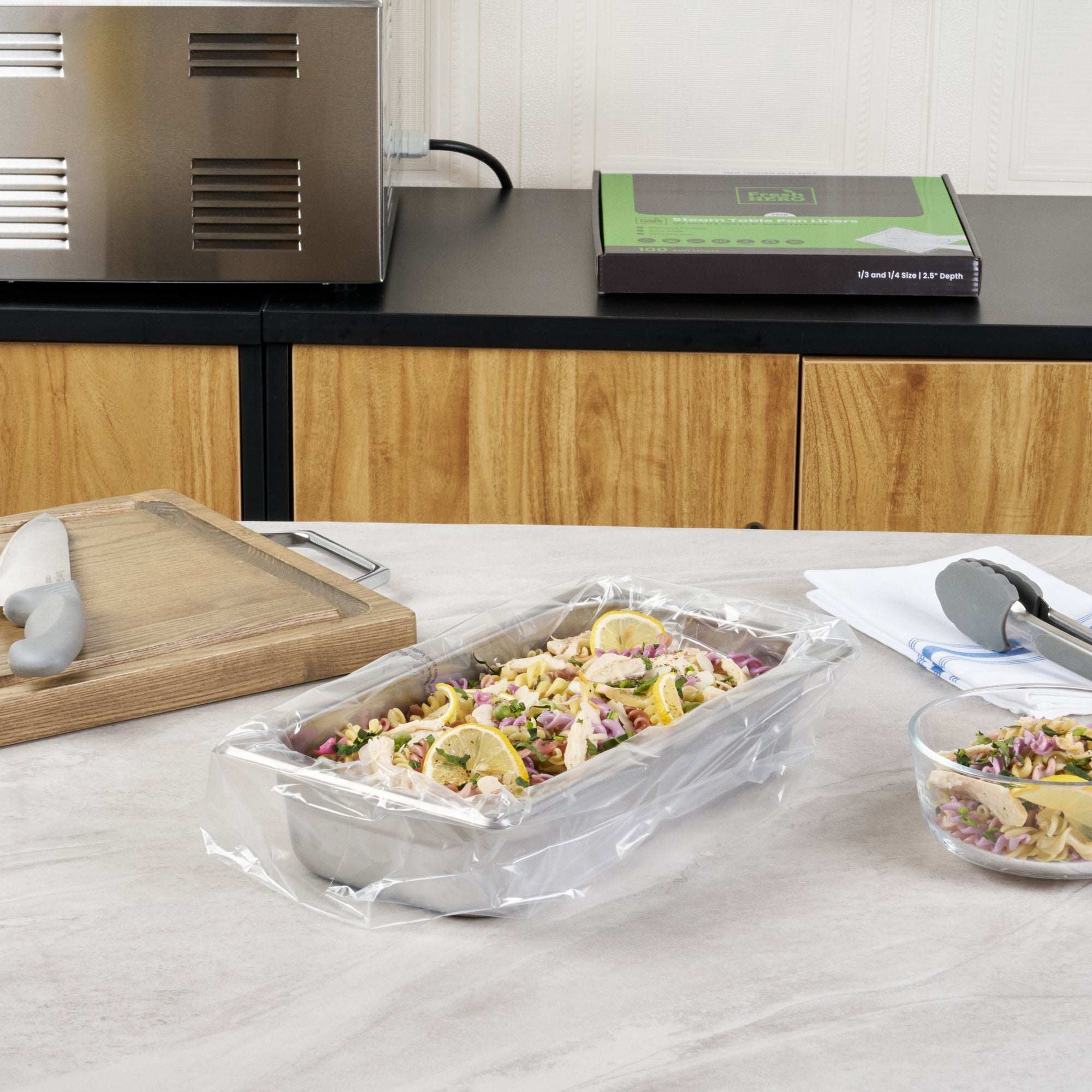 Fresh Hero Nylon 1/3 and 1/4 Steam Table Pan Liner - 2.5" Depth - 19" x 10" - 100 count box