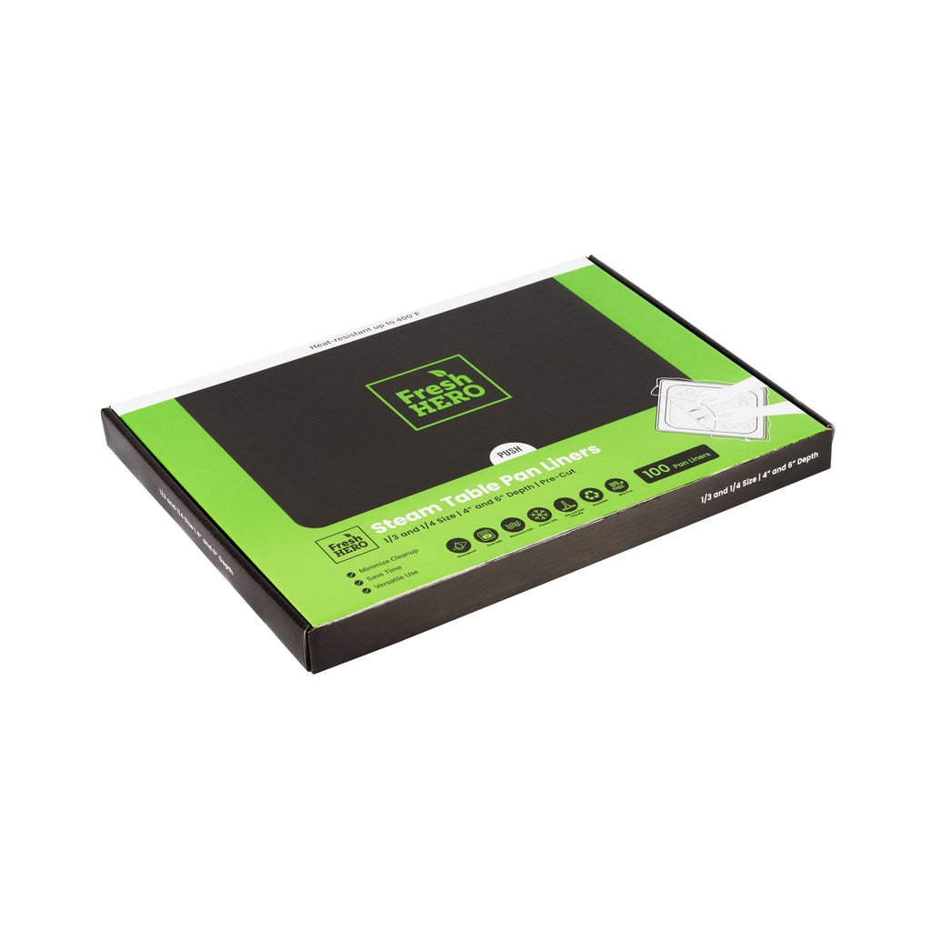 Fresh Hero Nylon 1/3 and 1/4 Steam Table Pan Liner - 4" and 6" Depth - 19" x 14" - 100 count box