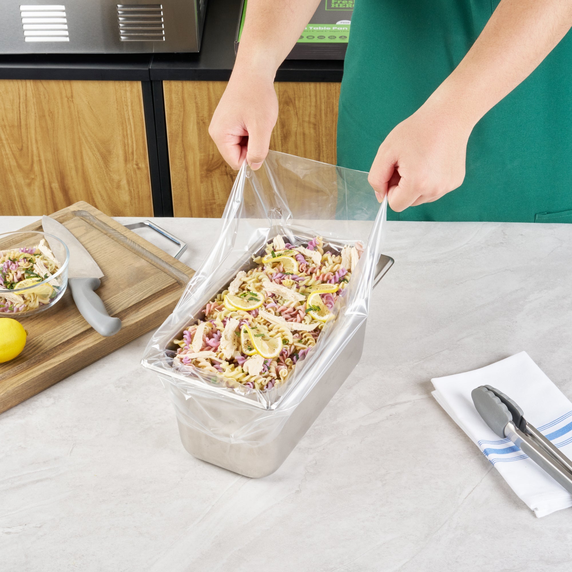 Fresh Hero Nylon 1/3 and 1/4 Steam Table Pan Liner - 4" and 6" Depth - 19" x 14" - 100 count box