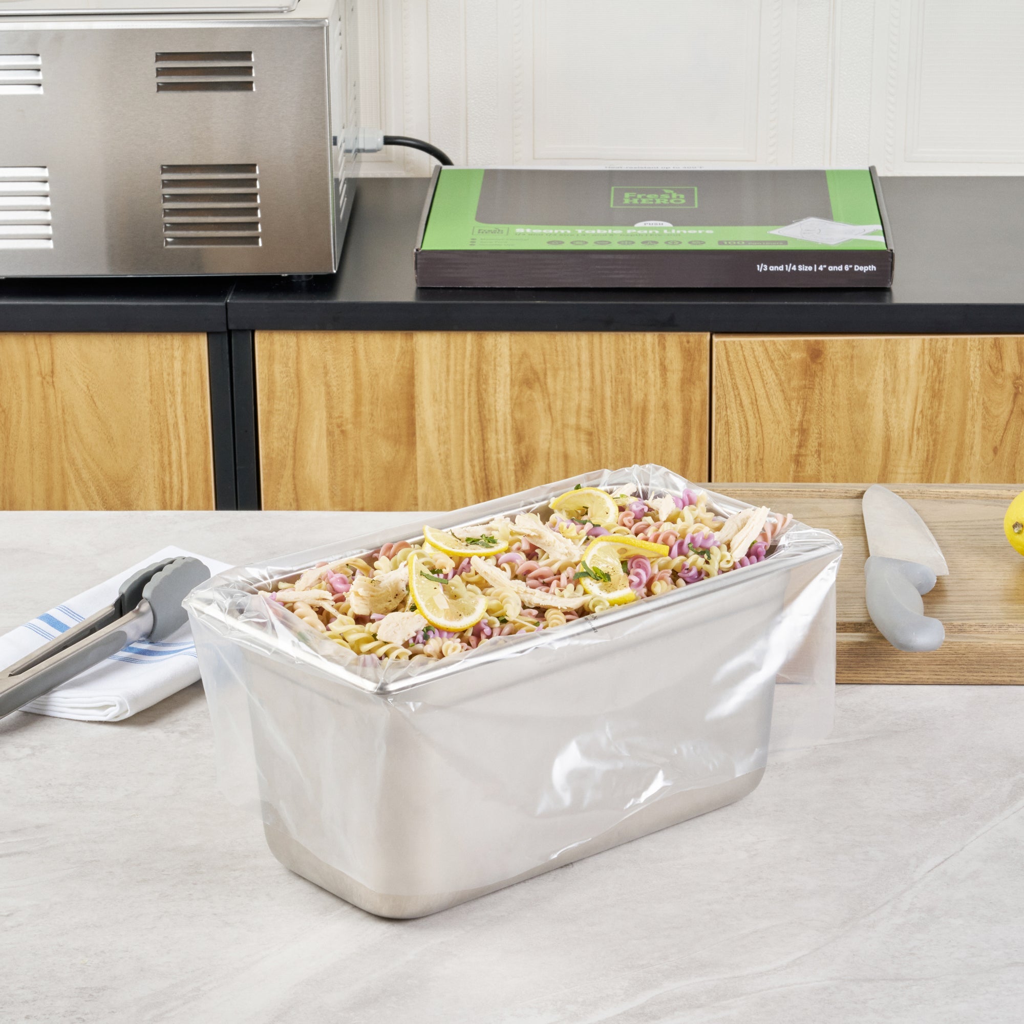 Fresh Hero Nylon 1/3 and 1/4 Steam Table Pan Liner - 4" and 6" Depth - 19" x 14" - 100 count box