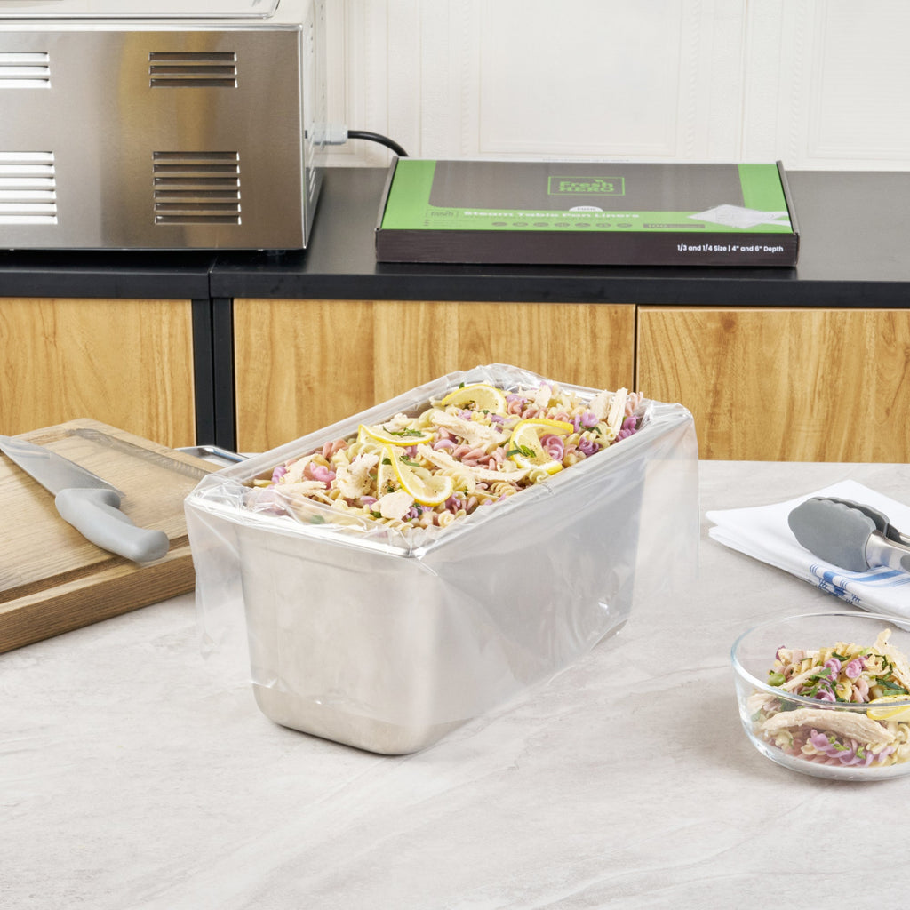 Fresh Hero Nylon 1/3 and 1/4 Steam Table Pan Liner - 4" and 6" Depth - 19" x 14" - 100 count box