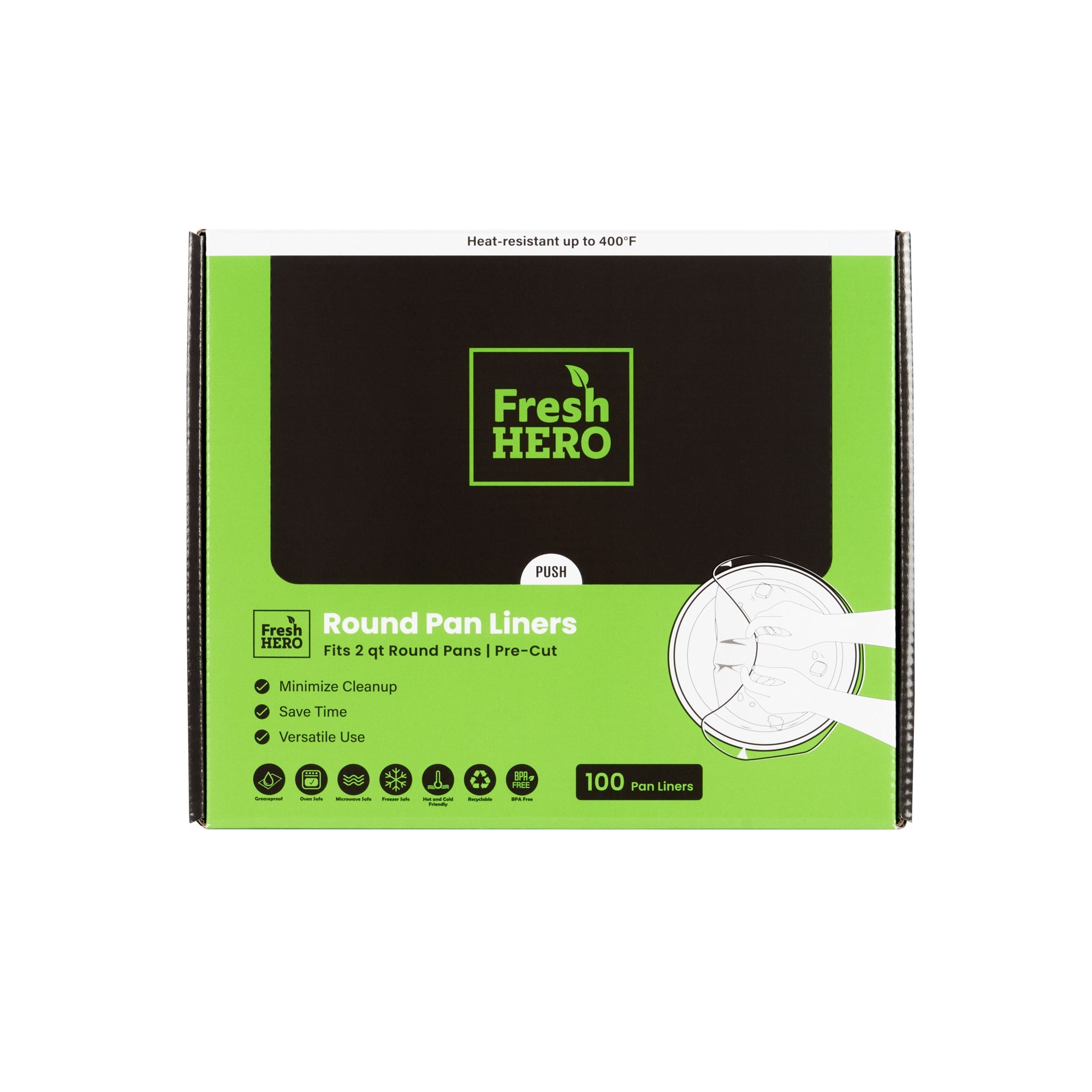Fresh Hero Round Nylon Pan Liner - Fits 2 qt Round Pans - 9" x 14" - 100 count box