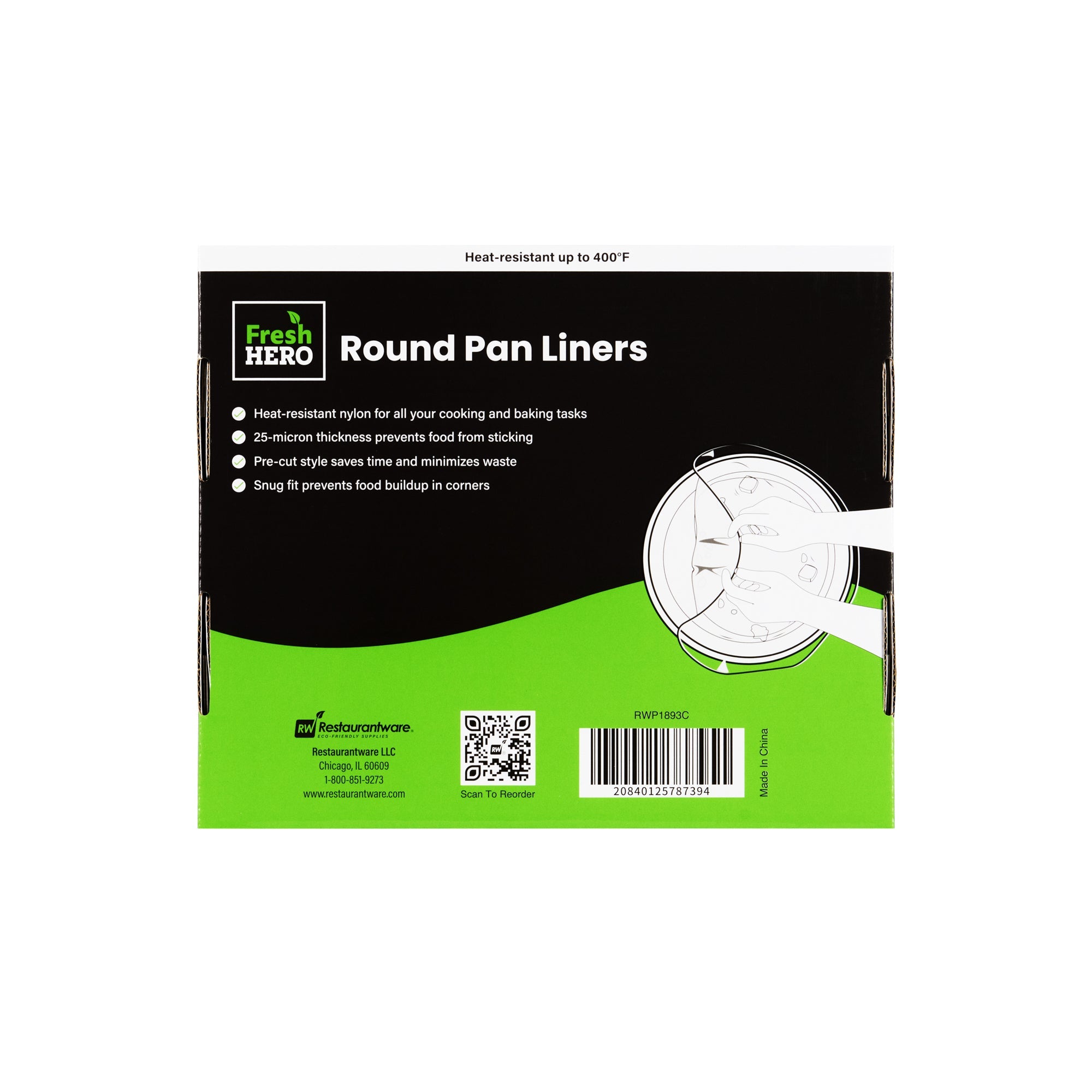 Fresh Hero Round Nylon Pan Liner - Fits 2 qt Round Pans - 9" x 14" - 100 count box