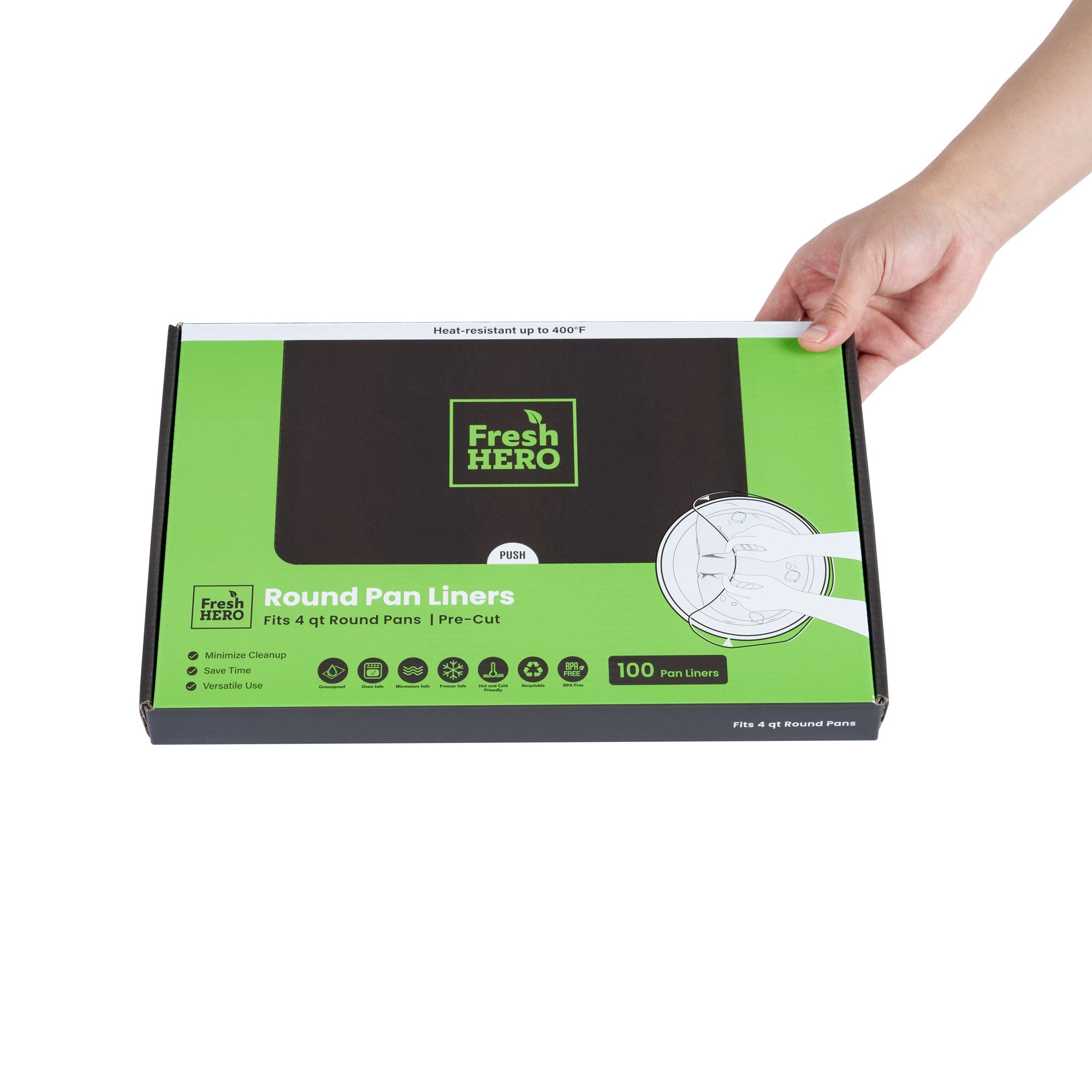 Fresh Hero Round Nylon Pan Liner - Fits 4 qt Round Pans - 12" x 15" - 100 count box