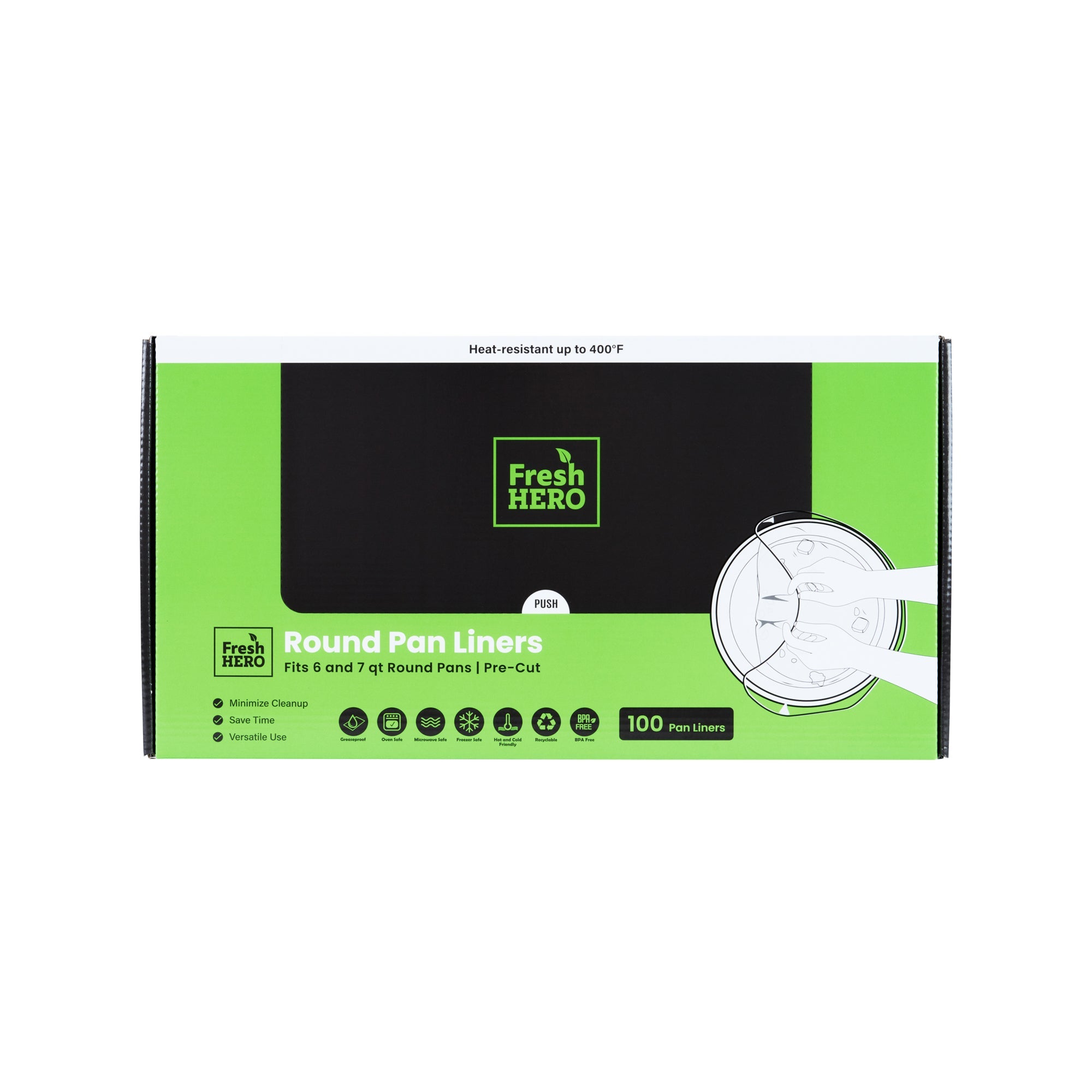 Fresh Hero Round Nylon Pan Liner - Fits 6 and 7 qt Round Pans - 15" x 15" - 100 count box