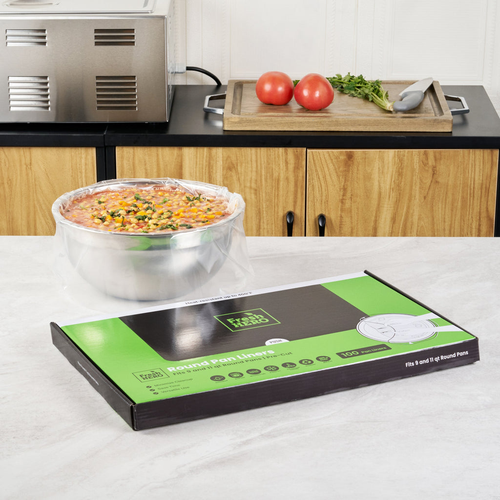 Fresh Hero Round Nylon Pan Liner - Fits 9 and 11 qt Round Pans - 18" x 20" - 100 count box