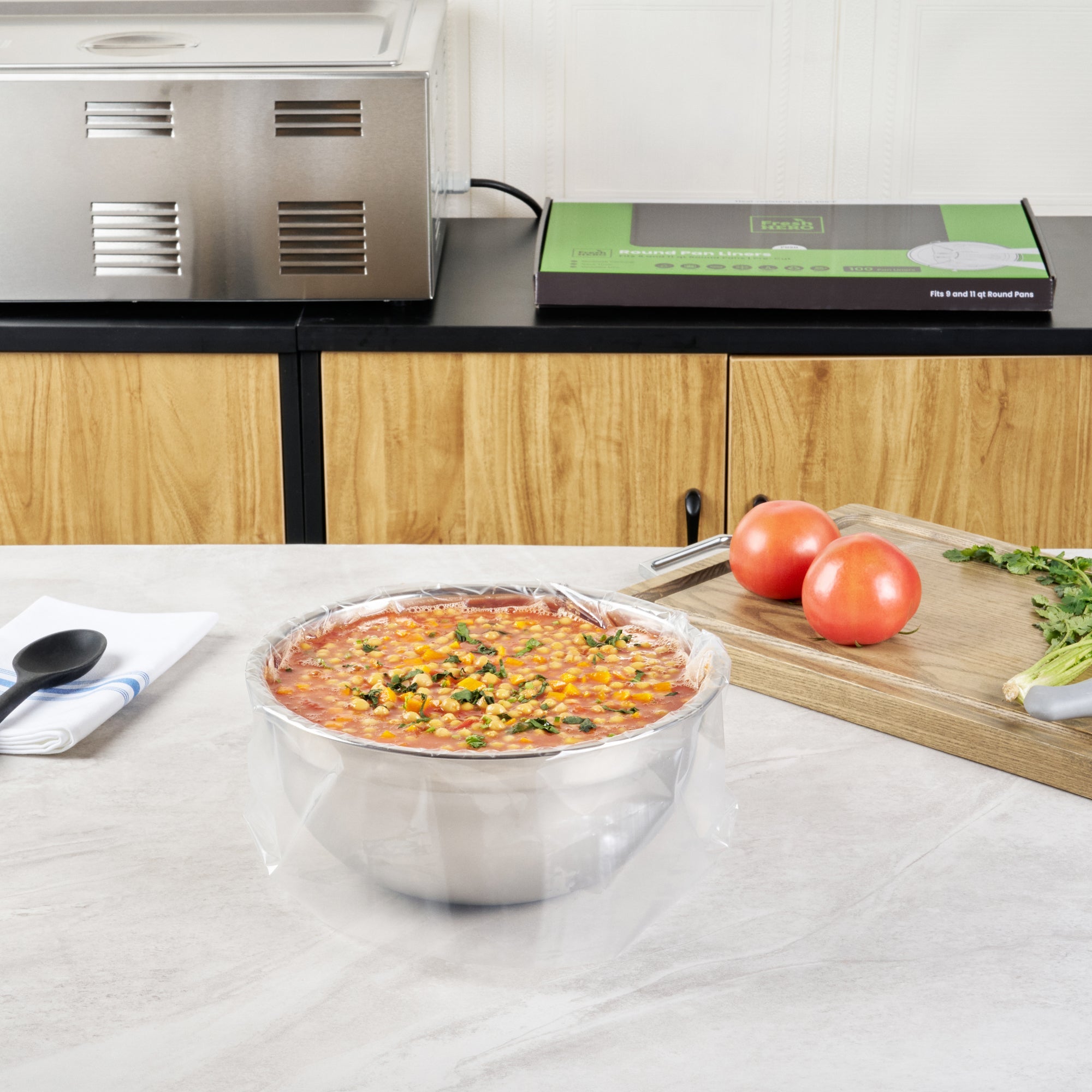 Fresh Hero Round Nylon Pan Liner - Fits 9 and 11 qt Round Pans - 18" x 20" - 100 count box