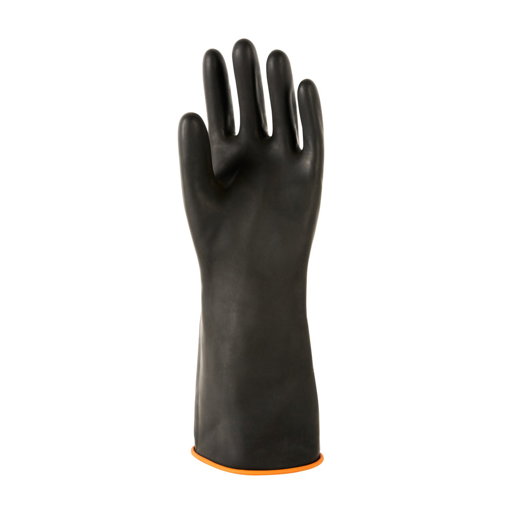 Clean Tek Professional 30 mil Black Latex Chemical-Resistant Gloves - Unlined, Heavy Duty - 13 3/4" - Pair - 1 count box