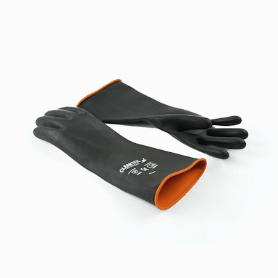Clean Tek Professional 30 mil Black Latex Chemical-Resistant Gloves - Unlined, Heavy Duty - 13 3/4" - Pair - 10 count box
