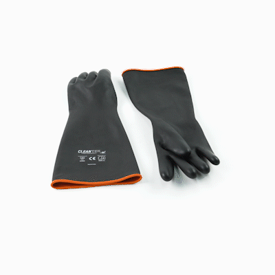 Clean Tek Professional 30 mil Black Latex Chemical-Resistant Gloves - Unlined, Heavy Duty - 17 3/4" - Pair - 1 count box