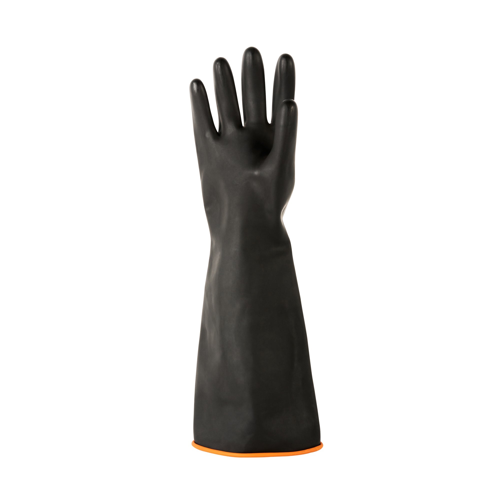 Clean Tek Professional 30 mil Black Latex Chemical-Resistant Gloves - Unlined, Heavy Duty - 17 3/4" - Pair - 1 count box