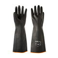 Clean Tek Professional 30 mil Black Latex Chemical-Resistant Gloves - Unlined, Heavy Duty - 17 3/4" - Pair - 10 count box