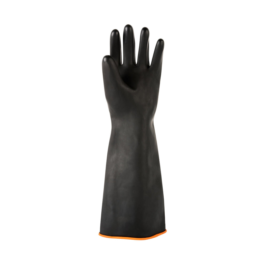 Clean Tek Professional 30 mil Black Latex Chemical-Resistant Gloves - Unlined, Heavy Duty - 17 3/4" - Pair - 10 count box