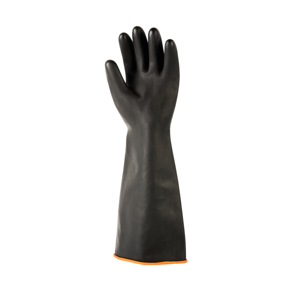 Clean Tek Professional 30 mil Black Latex Chemical-Resistant Gloves - Unlined, Heavy Duty - 17 3/4" - Pair - 10 count box