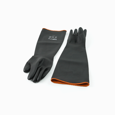 Clean Tek Professional 30 mil Black Latex Chemical-Resistant Gloves - Unlined, Heavy Duty - 21 3/4" - Pair - 1 count box