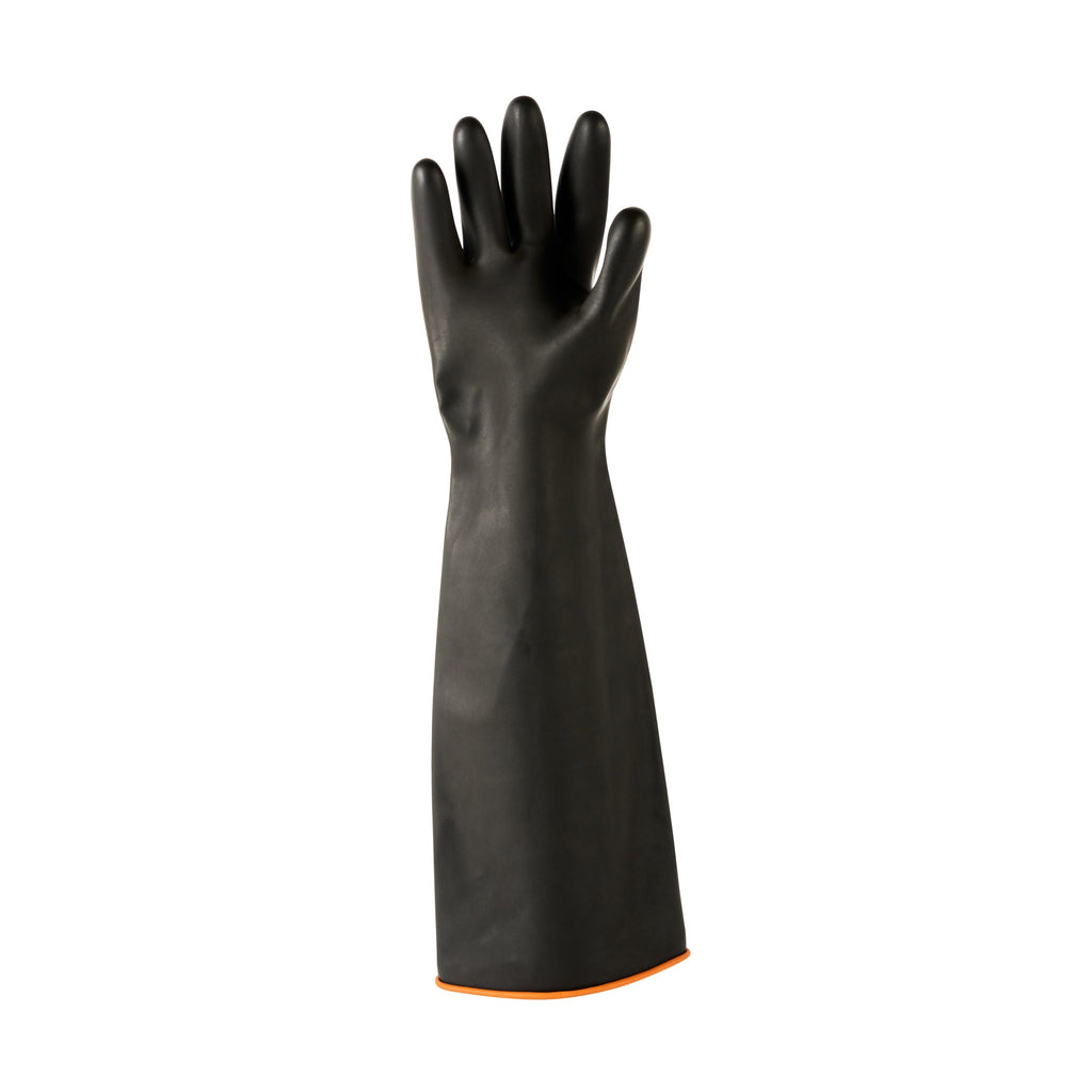 Clean Tek Professional 30 mil Black Latex Chemical-Resistant Gloves - Unlined, Heavy Duty - 21 3/4" - Pair - 10 count box