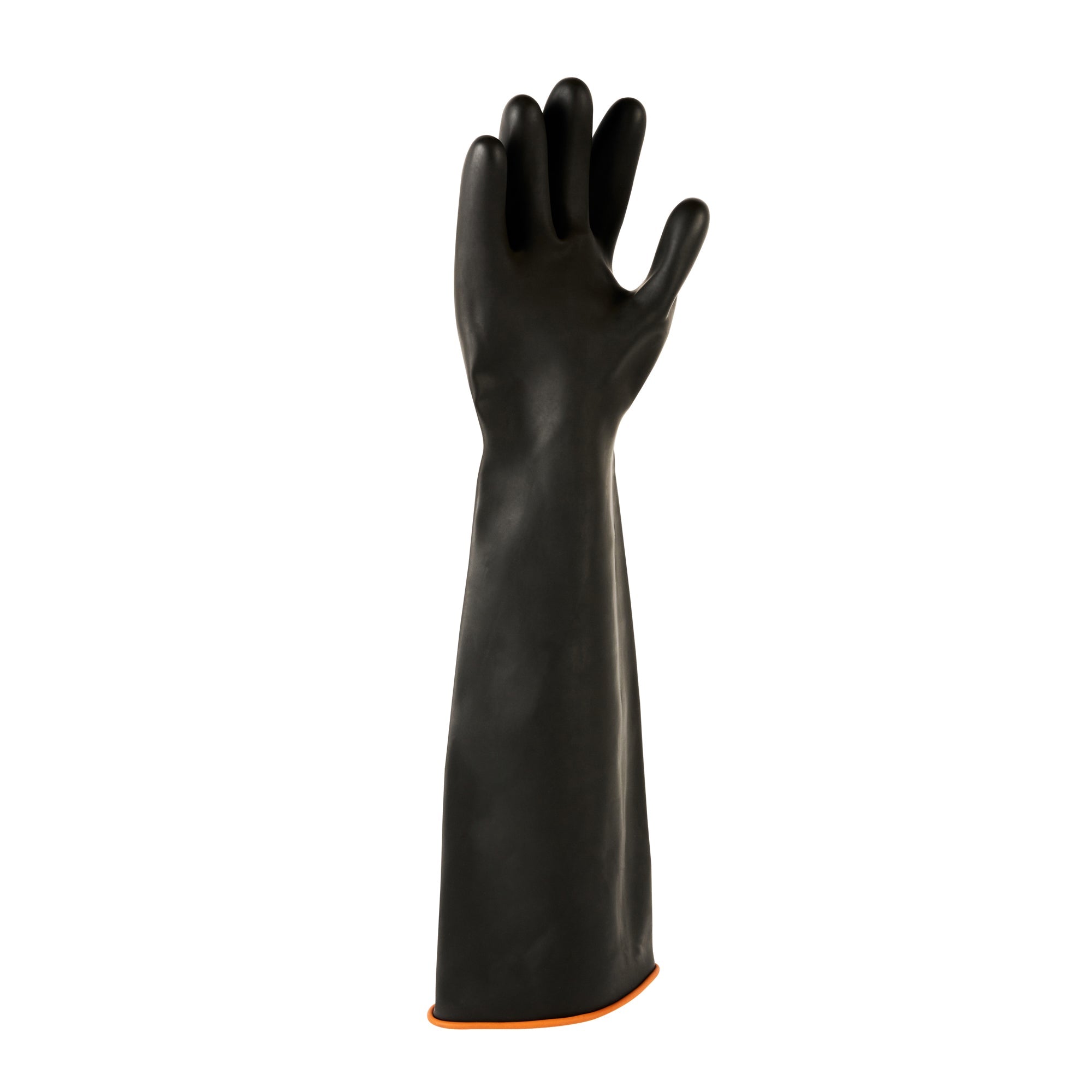 Clean Tek Professional 30 mil Black Latex Chemical-Resistant Gloves - Unlined, Heavy Duty - 21 3/4" - Pair - 10 count box