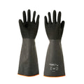 Clean Tek Professional 35 mil Black Latex Chemical-Resistant Gloves - Non-Slip, Unlined, Heavy Duty - 17 3/4" - Pair - 1 count box