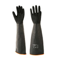 Clean Tek Professional 35 mil Black Latex Chemical-Resistant Gloves - Non-Slip, Unlined, Heavy Duty - 21 3/4" - Pair - 1 count box