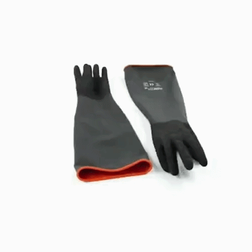 Clean Tek Professional 35 mil Black Latex Chemical-Resistant Gloves - Non-Slip, Unlined, Heavy Duty - 21 3/4" - Pair - 1 count box