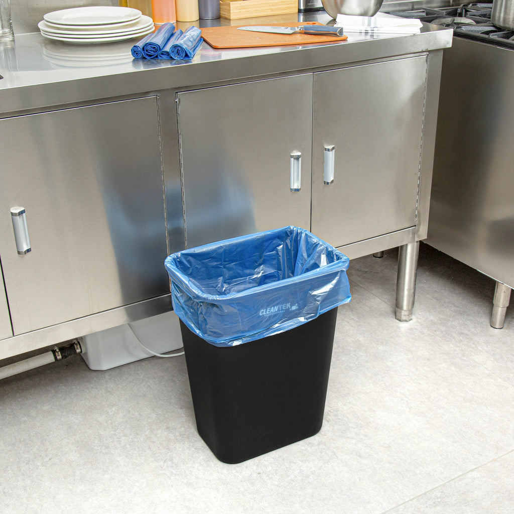 Clean Tek Professional 12 - 16 Gal Blue Plastic Recycling Trash Liner - Linear Low Density, 1 mil - 24" x 33" - 250 count box